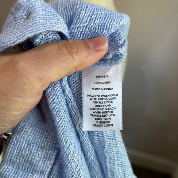 Magaschoni Blue Linen Button Down Swim Coverup Dress Size M - Picture 8 of 8